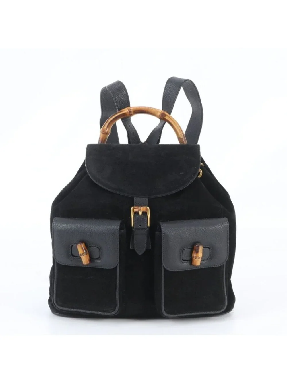 Gucci Vintage Bamboo Leather Backpack Shoulder Bag